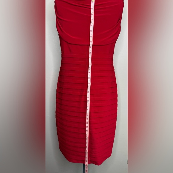 Scarlett Red Off-Shoulder Dress Horizontal Pleats Size 12 - Picture 11 of 11